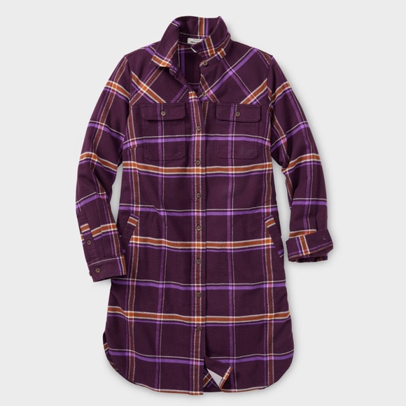 The Folklore Flannel Duster - Purple Elderberry Windowpane Plaid - sz M - Picture 1 of 4
